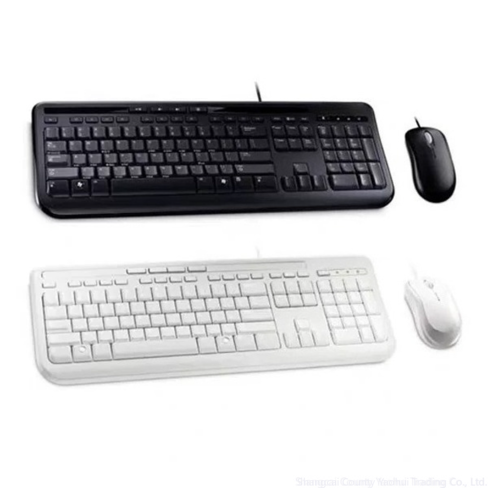 Laptop Accessories Combo Set - ชุดคีย์บอร์ดและเมาส์แบบมีสาย Microsoft 600 มัลติมีเดีย เงียบ กันน้ำ