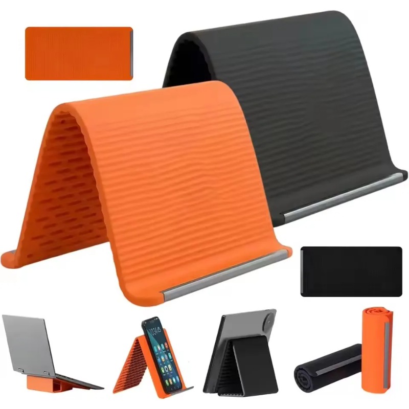 Laptop Ergonomic Accessories - ที่วางโทรศัพท์ซิลิโคนแบบพับได้ ปรับระดับได้หลายมุม พกพาสะดวก สำหรับ iPhone, iPad,