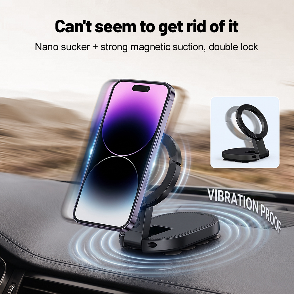 Laptop Ergonomic Accessories - 360 ° ที่วางโทรศัพท์แม่เหล็กแบบหมุนได้ 3-in-1 พร้อมถ้วยดูด ปรับมุมได้หลายทิศทาง