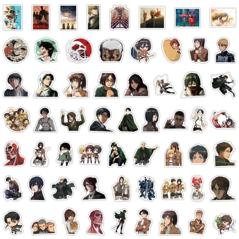 Laptop Accessories Stickers - 60 ชิ้นสติกเกอร์อนิเมะ Attack on Titan น่ารักสวยงาม