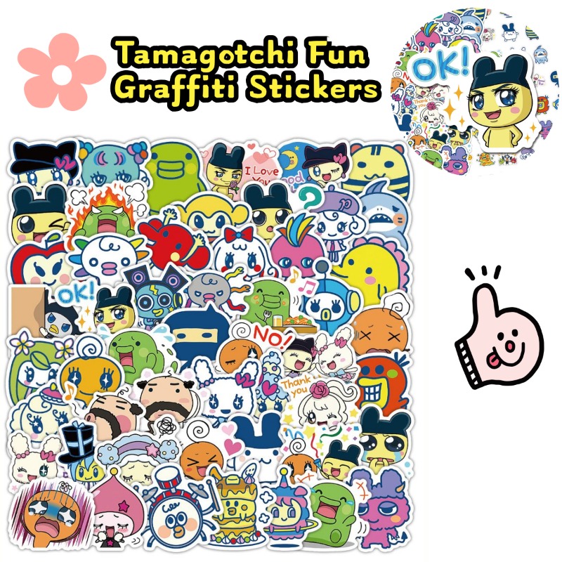 Laptop Accessories Stickers - สติกเกอร์ทามาก็อตจิญี่ปุ่น สัตว์เลี้ยงอิเล็กทรอนิกส์ แมเมทจิ คุชิปาตชิ สติกเกอร์ไวนิลลายกราฟฟิตี้ สำหรับขวดน้ำ