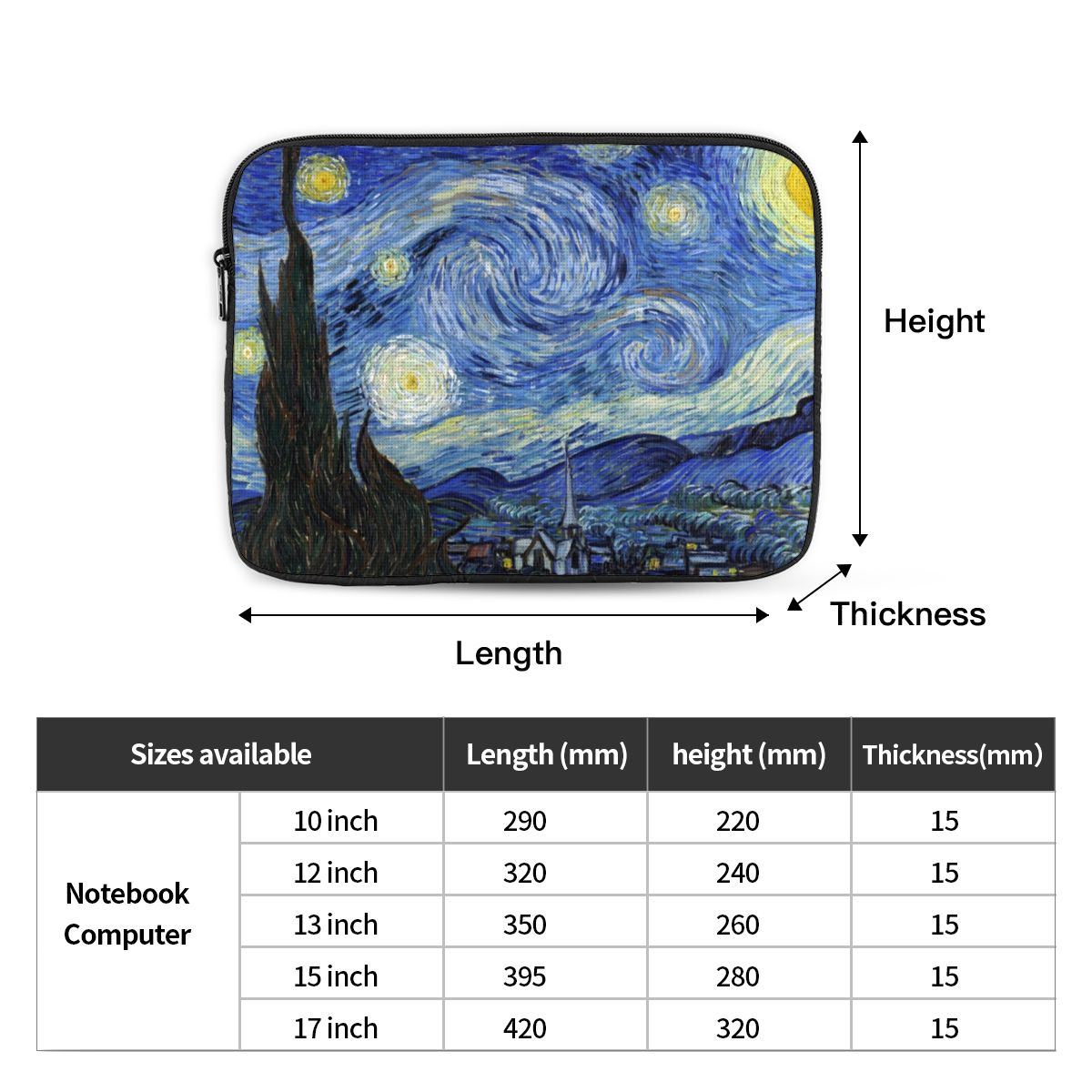 Van Gogh กระเป๋าโน้ตบุ๊คแล็ปท็ - Laptop Sleeve Neoprene บทวิจารณ์และราคา