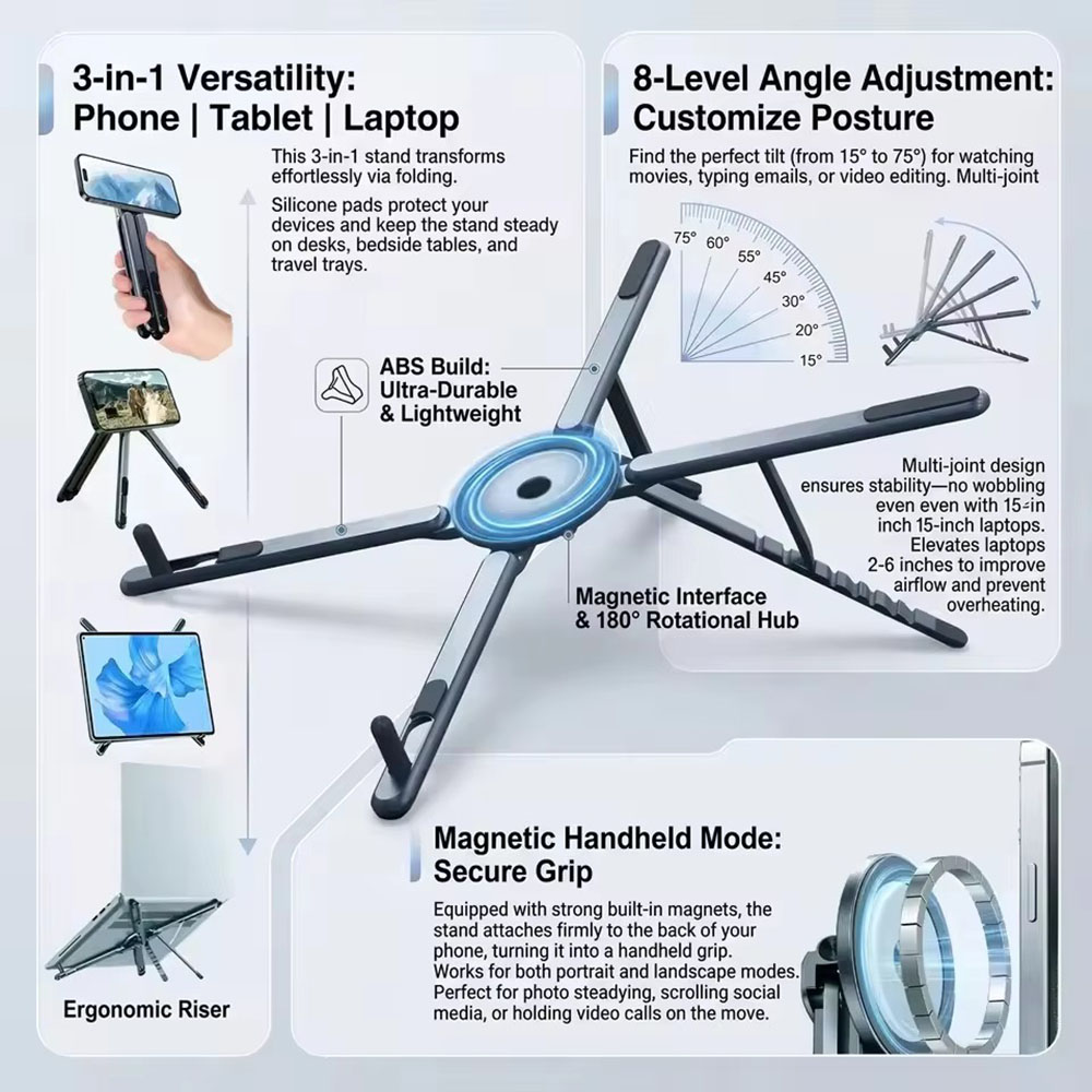 ที่วางโทรศัพท์แม่เหล็กแบบพกพาแ - Laptop Ergonomic Accessories บทวิจารณ์และราคา
