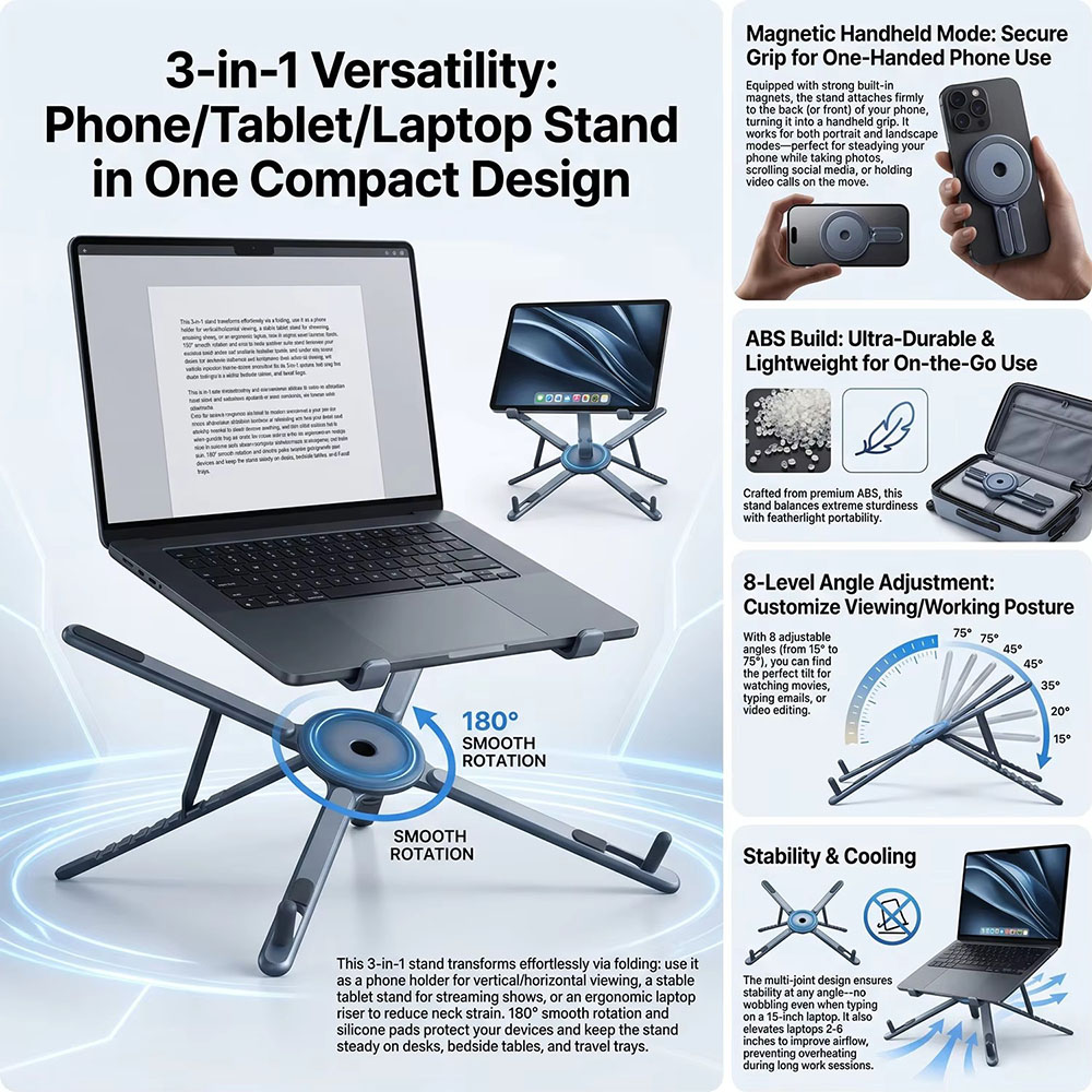 ที่วางโทรศัพท์แม่เหล็กแบบพกพาแ - Laptop Ergonomic Accessories บทวิจารณ์และราคา